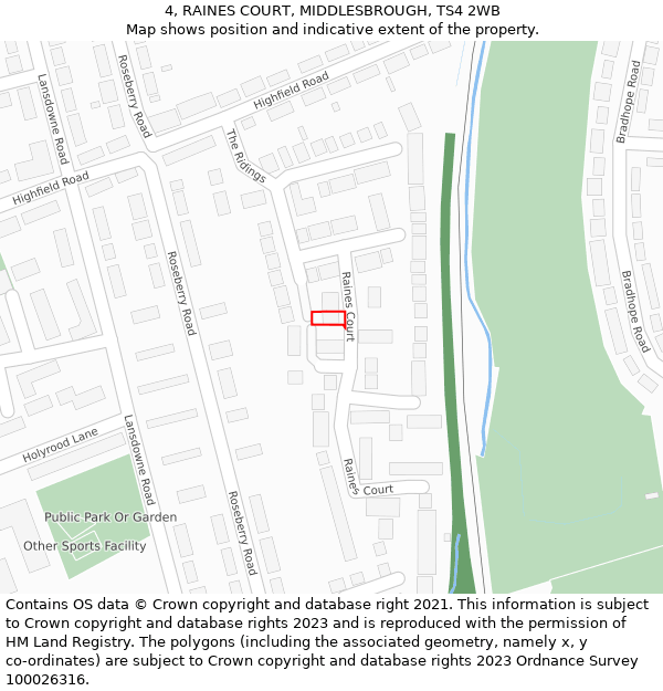 4, RAINES COURT, MIDDLESBROUGH, TS4 2WB: Location map and indicative extent of plot