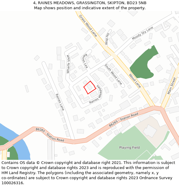 4, RAINES MEADOWS, GRASSINGTON, SKIPTON, BD23 5NB: Location map and indicative extent of plot