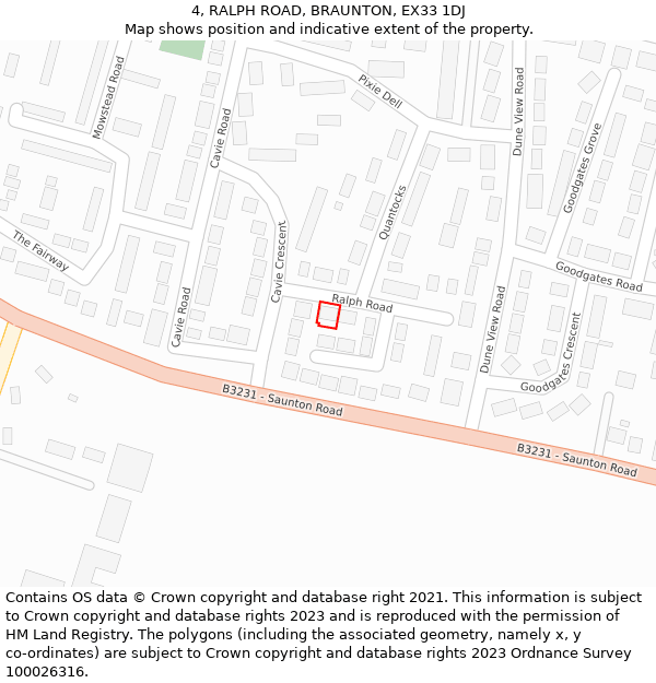 4, RALPH ROAD, BRAUNTON, EX33 1DJ: Location map and indicative extent of plot