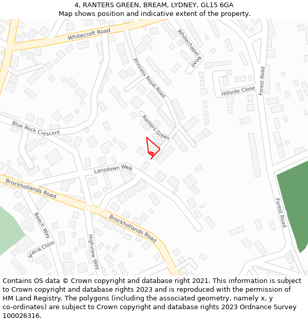 4, RANTERS GREEN, BREAM, LYDNEY, GL15 6GA: Location map and indicative extent of plot