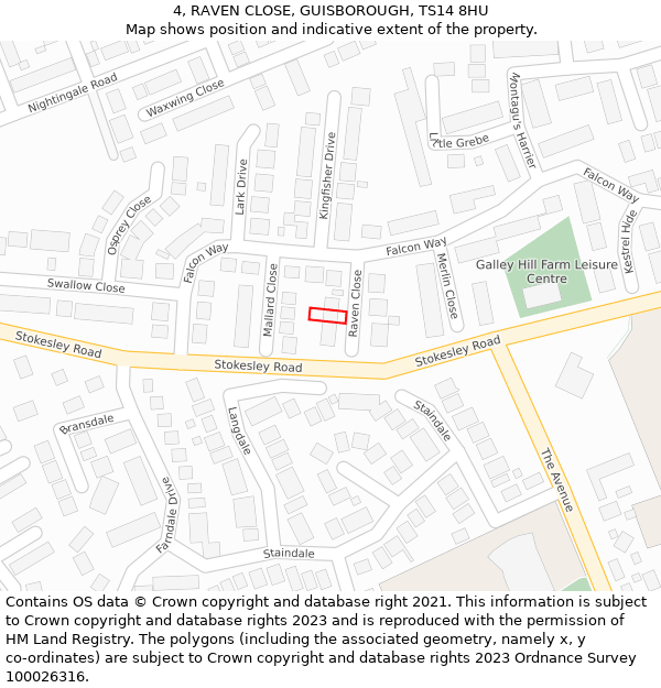 4, RAVEN CLOSE, GUISBOROUGH, TS14 8HU: Location map and indicative extent of plot