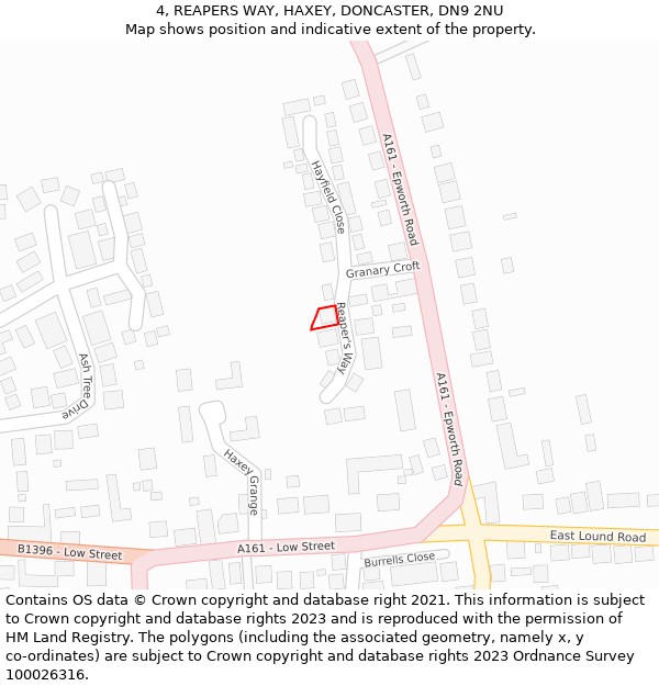 4, REAPERS WAY, HAXEY, DONCASTER, DN9 2NU: Location map and indicative extent of plot