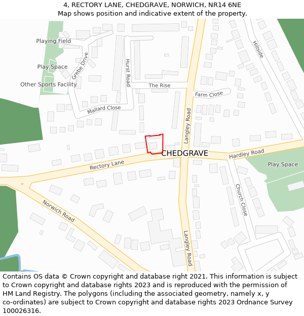 4, RECTORY LANE, CHEDGRAVE, NORWICH, NR14 6NE: Location map and indicative extent of plot