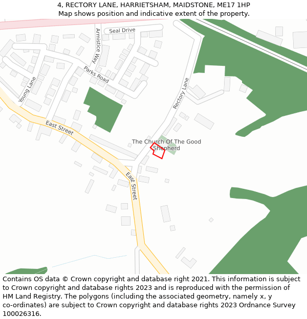 4, RECTORY LANE, HARRIETSHAM, MAIDSTONE, ME17 1HP: Location map and indicative extent of plot