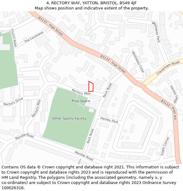 4, RECTORY WAY, YATTON, BRISTOL, BS49 4JF: Location map and indicative extent of plot