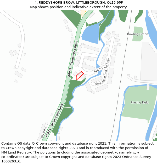 4, REDDYSHORE BROW, LITTLEBOROUGH, OL15 9PF: Location map and indicative extent of plot