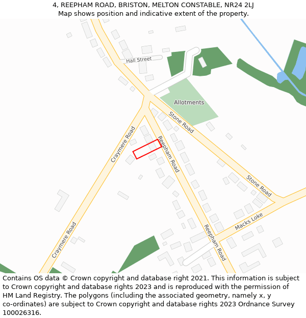 4, REEPHAM ROAD, BRISTON, MELTON CONSTABLE, NR24 2LJ: Location map and indicative extent of plot