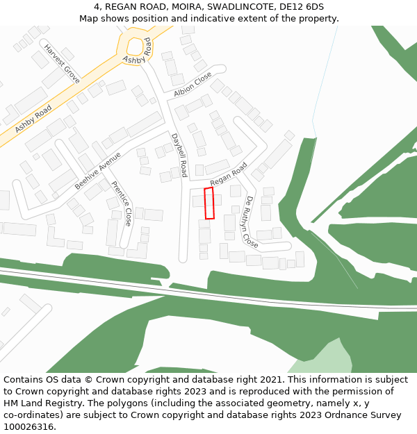 4, REGAN ROAD, MOIRA, SWADLINCOTE, DE12 6DS: Location map and indicative extent of plot