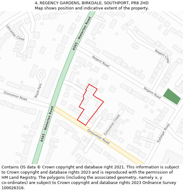 4, REGENCY GARDENS, BIRKDALE, SOUTHPORT, PR8 2HD: Location map and indicative extent of plot