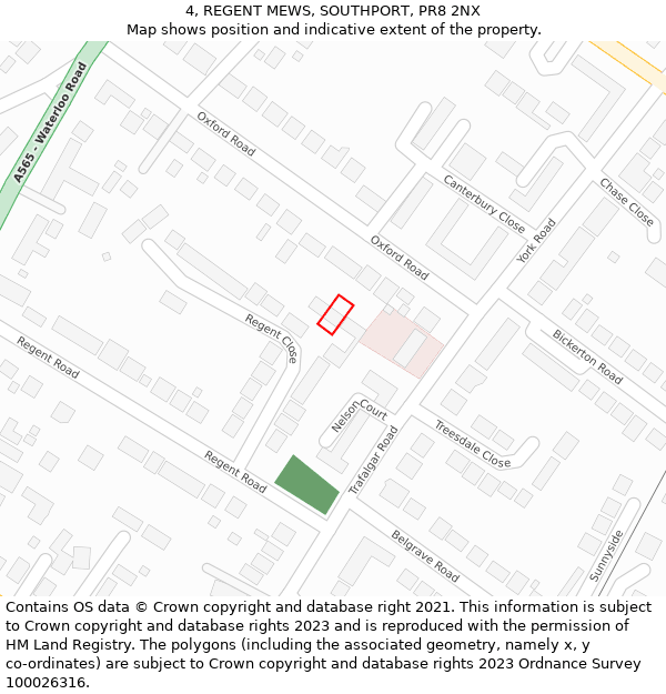 4, REGENT MEWS, SOUTHPORT, PR8 2NX: Location map and indicative extent of plot