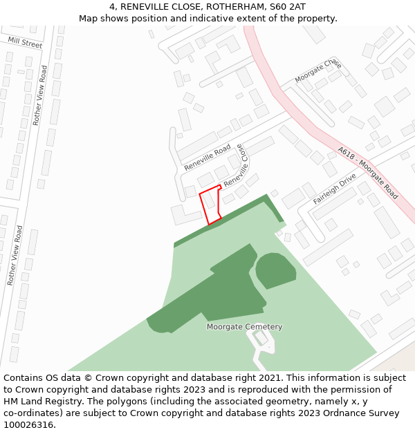 4, RENEVILLE CLOSE, ROTHERHAM, S60 2AT: Location map and indicative extent of plot