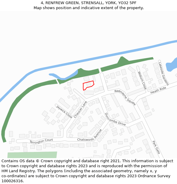 4, RENFREW GREEN, STRENSALL, YORK, YO32 5PF: Location map and indicative extent of plot