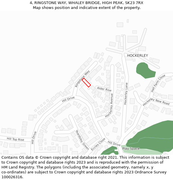 4, RINGSTONE WAY, WHALEY BRIDGE, HIGH PEAK, SK23 7RX: Location map and indicative extent of plot