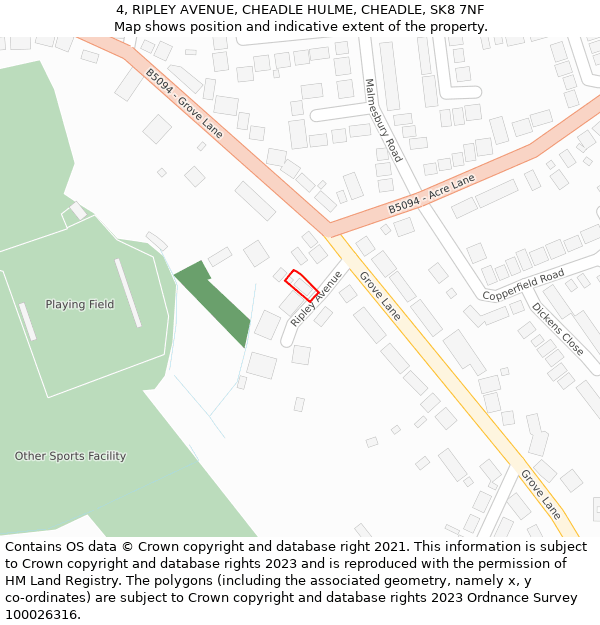 4, RIPLEY AVENUE, CHEADLE HULME, CHEADLE, SK8 7NF: Location map and indicative extent of plot