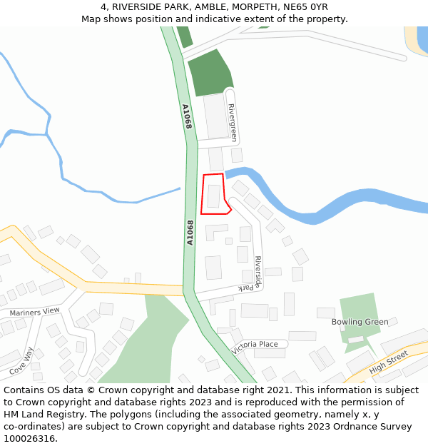 4, RIVERSIDE PARK, AMBLE, MORPETH, NE65 0YR: Location map and indicative extent of plot