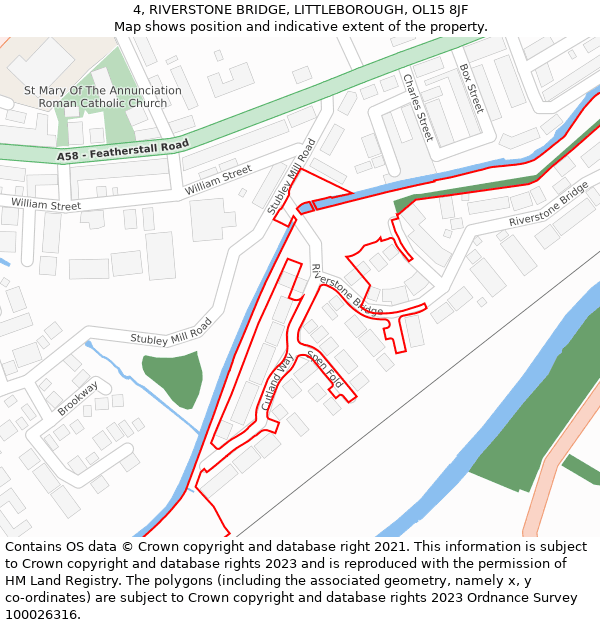 4, RIVERSTONE BRIDGE, LITTLEBOROUGH, OL15 8JF: Location map and indicative extent of plot