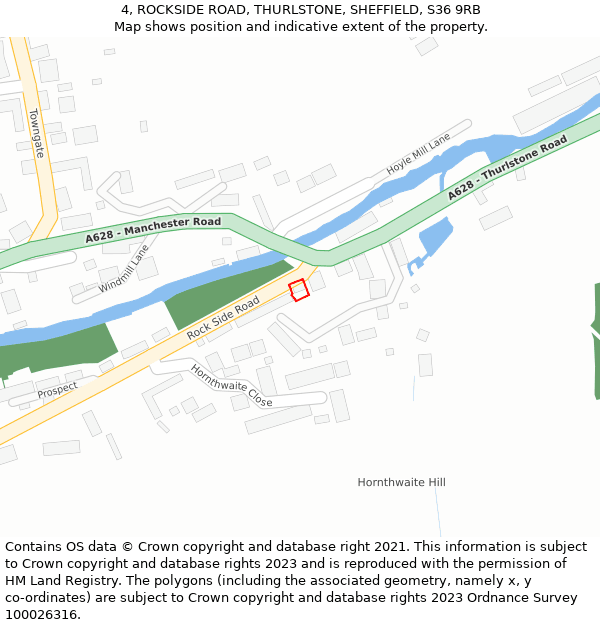 4, ROCKSIDE ROAD, THURLSTONE, SHEFFIELD, S36 9RB: Location map and indicative extent of plot