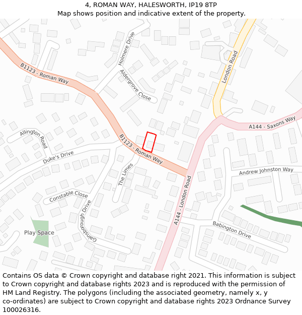 4, ROMAN WAY, HALESWORTH, IP19 8TP: Location map and indicative extent of plot