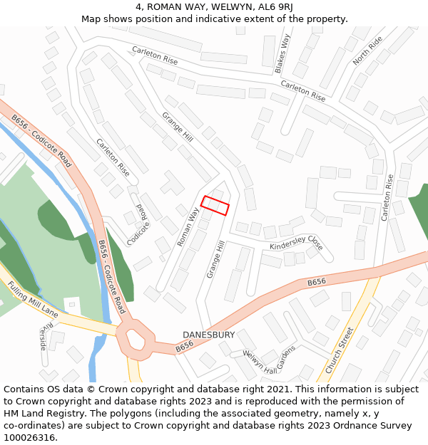 4, ROMAN WAY, WELWYN, AL6 9RJ: Location map and indicative extent of plot