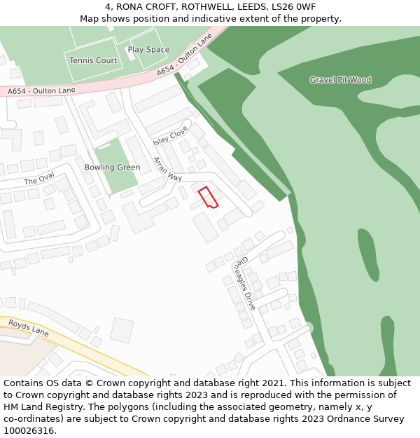 4, RONA CROFT, ROTHWELL, LEEDS, LS26 0WF: Location map and indicative extent of plot