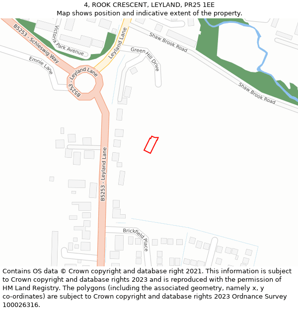 4, ROOK CRESCENT, LEYLAND, PR25 1EE: Location map and indicative extent of plot