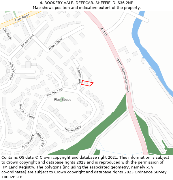 4, ROOKERY VALE, DEEPCAR, SHEFFIELD, S36 2NP: Location map and indicative extent of plot