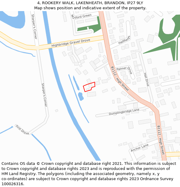 4, ROOKERY WALK, LAKENHEATH, BRANDON, IP27 9LY: Location map and indicative extent of plot