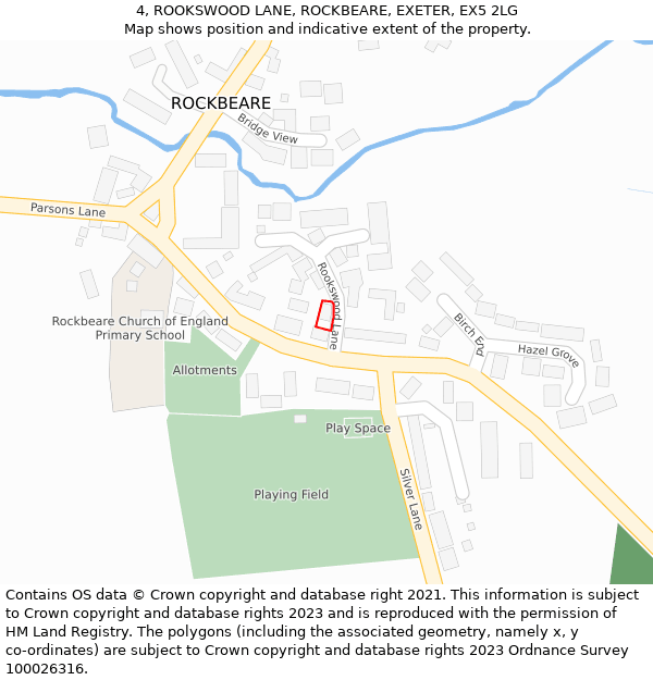 4, ROOKSWOOD LANE, ROCKBEARE, EXETER, EX5 2LG: Location map and indicative extent of plot