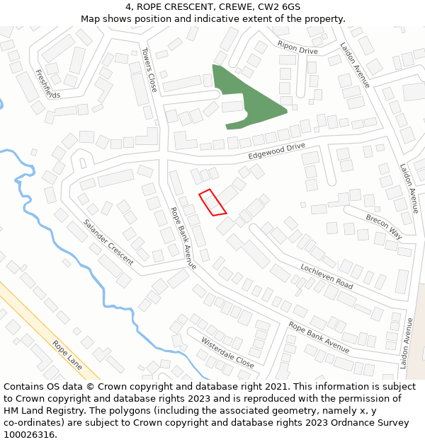 4, ROPE CRESCENT, CREWE, CW2 6GS: Location map and indicative extent of plot