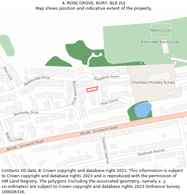 4, ROSE GROVE, BURY, BL8 2UJ: Location map and indicative extent of plot