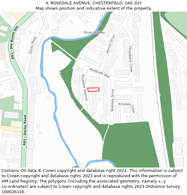 4, ROSEDALE AVENUE, CHESTERFIELD, S40 2UY: Location map and indicative extent of plot