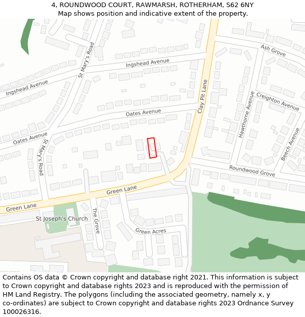 4, ROUNDWOOD COURT, RAWMARSH, ROTHERHAM, S62 6NY: Location map and indicative extent of plot