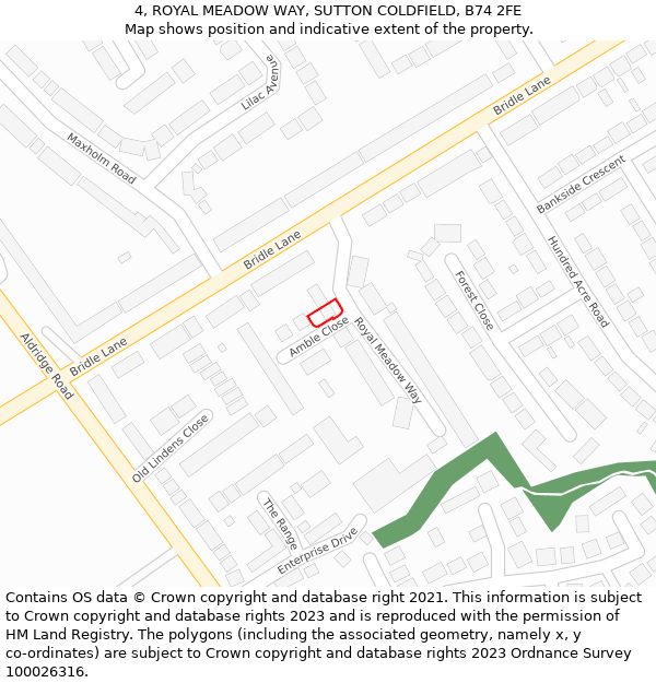 4, ROYAL MEADOW WAY, SUTTON COLDFIELD, B74 2FE: Location map and indicative extent of plot