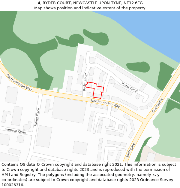 4, RYDER COURT, NEWCASTLE UPON TYNE, NE12 6EG: Location map and indicative extent of plot