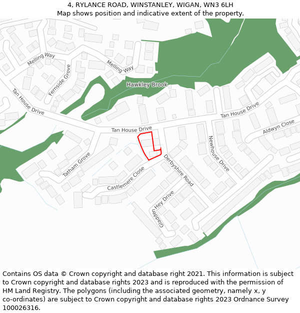 4, RYLANCE ROAD, WINSTANLEY, WIGAN, WN3 6LH: Location map and indicative extent of plot