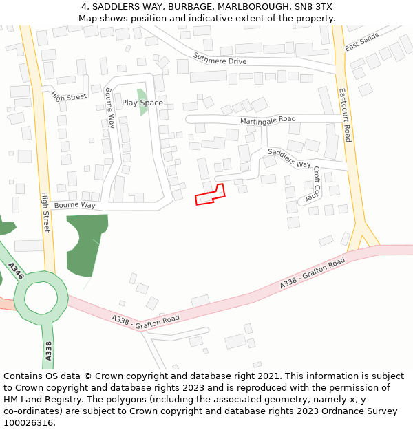 4, SADDLERS WAY, BURBAGE, MARLBOROUGH, SN8 3TX: Location map and indicative extent of plot