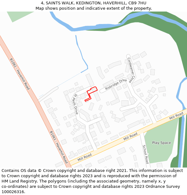 4, SAINTS WALK, KEDINGTON, HAVERHILL, CB9 7HU: Location map and indicative extent of plot