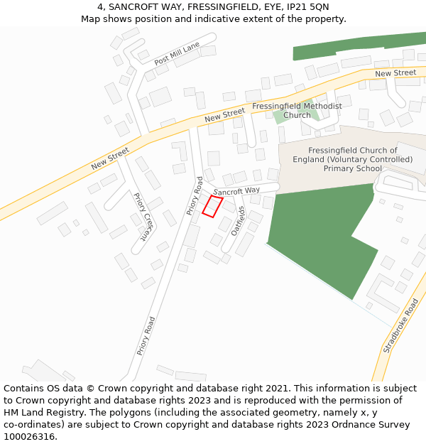 4, SANCROFT WAY, FRESSINGFIELD, EYE, IP21 5QN: Location map and indicative extent of plot