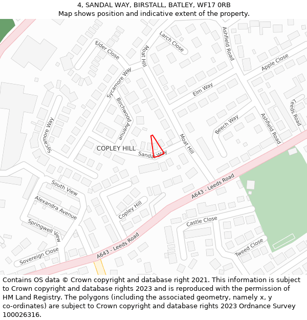 4, SANDAL WAY, BIRSTALL, BATLEY, WF17 0RB: Location map and indicative extent of plot