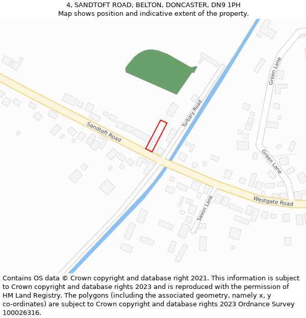 4, SANDTOFT ROAD, BELTON, DONCASTER, DN9 1PH: Location map and indicative extent of plot