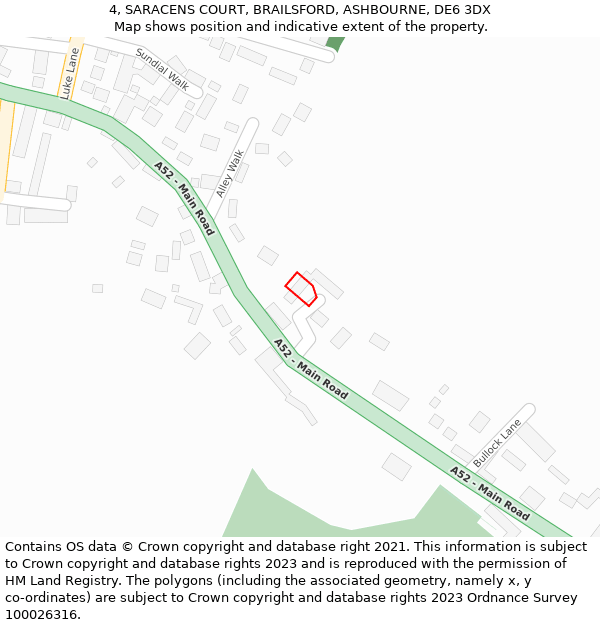 4, SARACENS COURT, BRAILSFORD, ASHBOURNE, DE6 3DX: Location map and indicative extent of plot