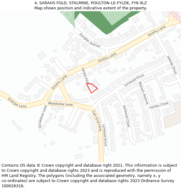 4, SARAHS FOLD, STALMINE, POULTON-LE-FYLDE, FY6 0LZ: Location map and indicative extent of plot
