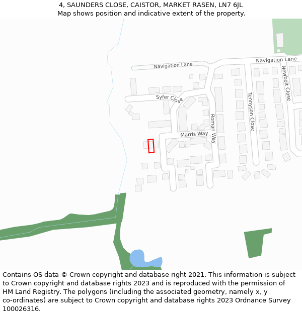 4, SAUNDERS CLOSE, CAISTOR, MARKET RASEN, LN7 6JL: Location map and indicative extent of plot