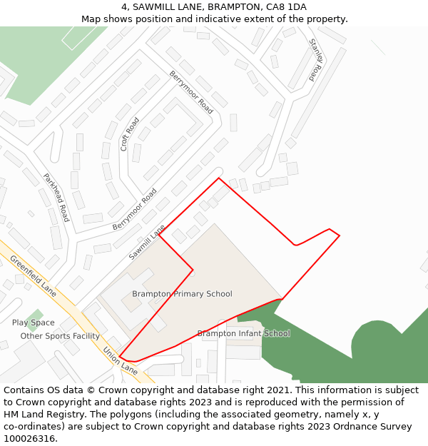 4, SAWMILL LANE, BRAMPTON, CA8 1DA: Location map and indicative extent of plot