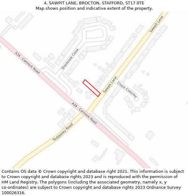 4, SAWPIT LANE, BROCTON, STAFFORD, ST17 0TE: Location map and indicative extent of plot