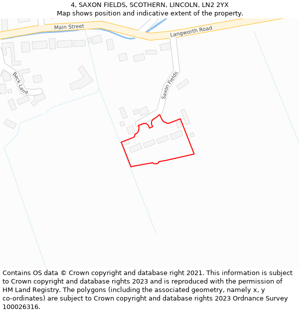 4, SAXON FIELDS, SCOTHERN, LINCOLN, LN2 2YX: Location map and indicative extent of plot