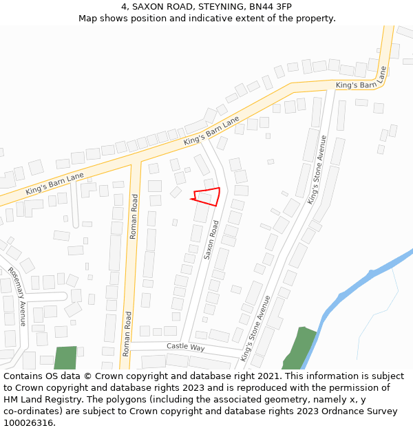 4, SAXON ROAD, STEYNING, BN44 3FP: Location map and indicative extent of plot