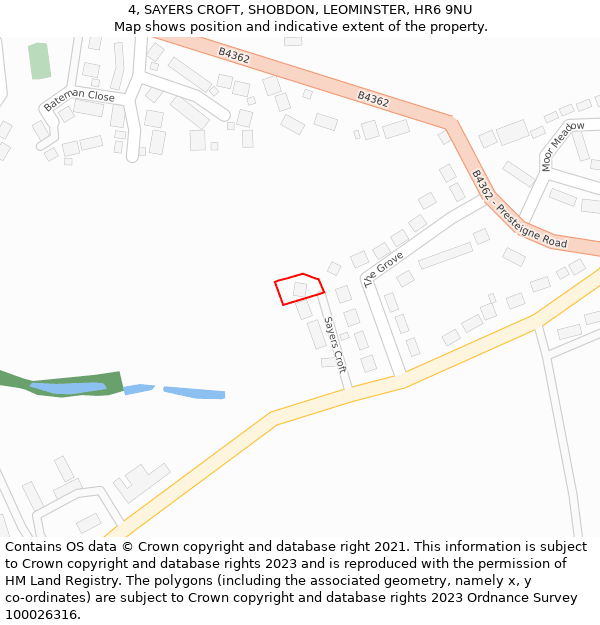 4, SAYERS CROFT, SHOBDON, LEOMINSTER, HR6 9NU: Location map and indicative extent of plot