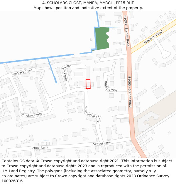 4, SCHOLARS CLOSE, MANEA, MARCH, PE15 0HF: Location map and indicative extent of plot