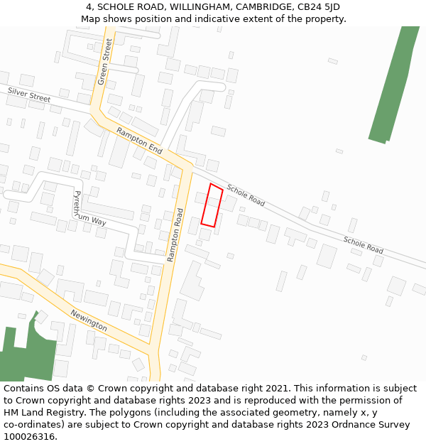4, SCHOLE ROAD, WILLINGHAM, CAMBRIDGE, CB24 5JD: Location map and indicative extent of plot